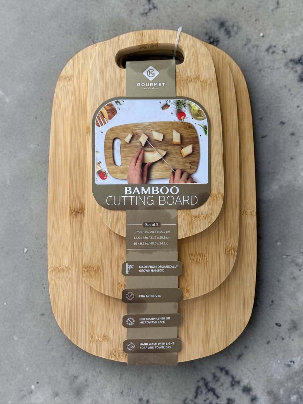 🫶🏻 Gourmet Bamboo Cutting Board Set - Natural